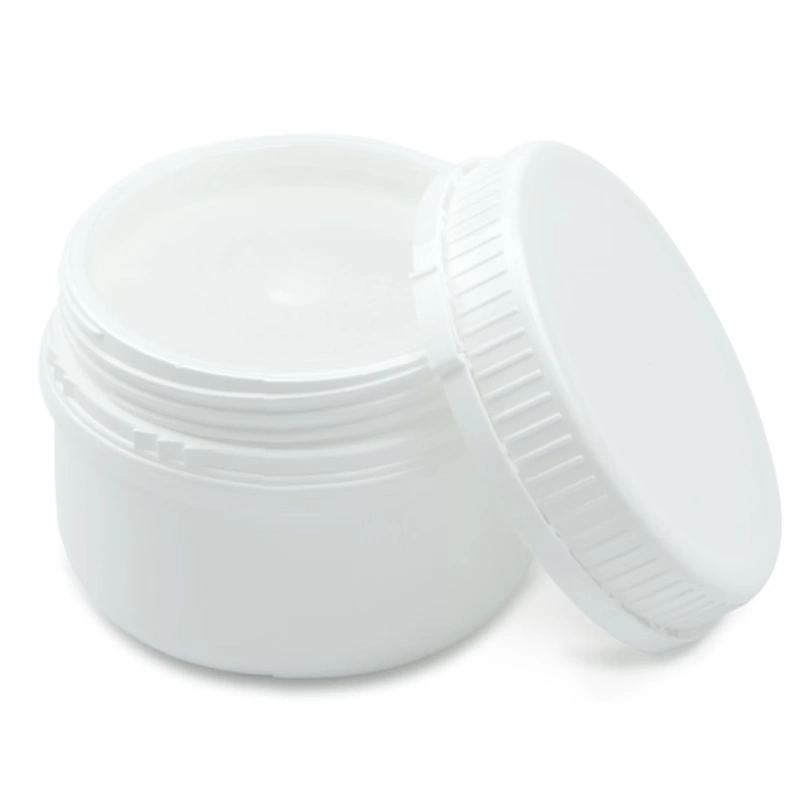 Pot en plastique PE blanc 250 ml avec couvercle à vis d'étanchéité, ouverture 80 mm
