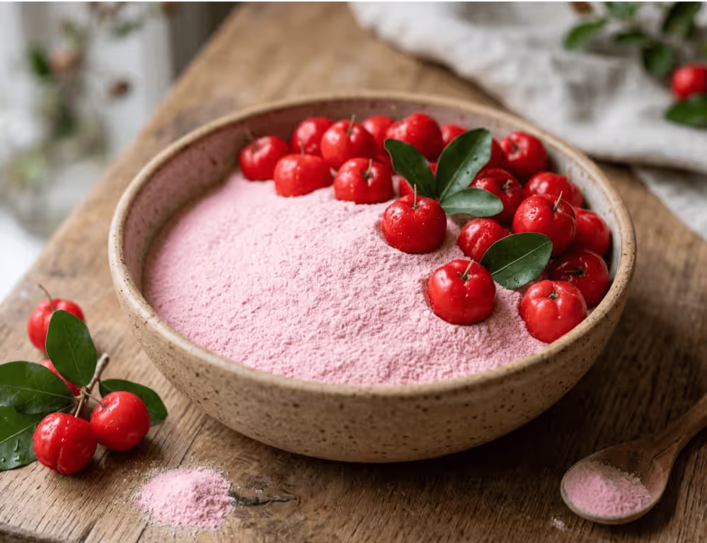 Poudre d'acérola bio — texture fine et couleur naturelle
